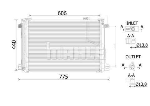 CONDENSER FITS MERCEDES C CLASS (MAHLE/BEHR)