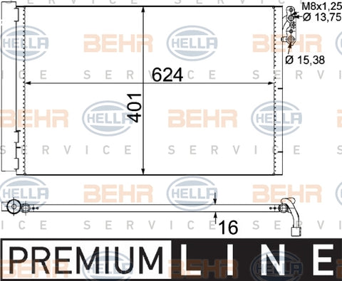 BEHR CONDENSER Fits BMW 1 E82/3 E90/X1/Z4 06-12 8FC 351 302-611