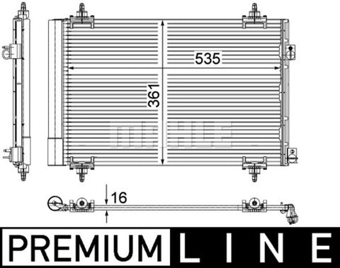 CONDENSER FITS PEUGEOT (6455GH /9682531680) - MAHLE/BEHR