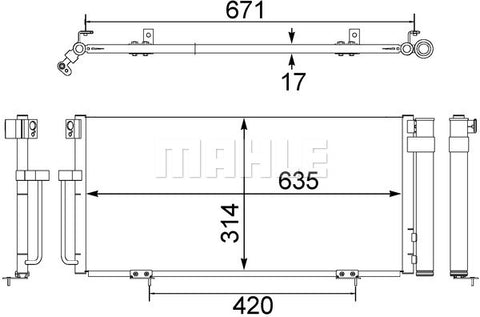 CONDENSER FITS SUBARU IMPREZA (MAHLE/BEHR)