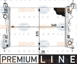 BEHR RADIATOR Fits FIAT PUNTO 199 1.4L 06-09 8MK 376 728-781/8MK376728781