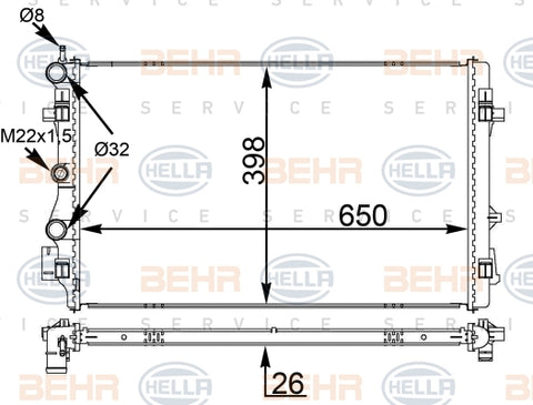 BEHR RADIATOR Fits AUDI A1/SKODA FABIA 542/VW POLO 6R1,6C1 1.4L/1.8L 10-on