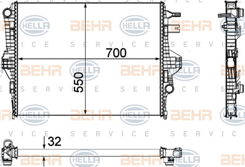 BEHR RADIATOR Fits PORSCHE CAYENNE 92A 3.0L/VW TOUAREG 3.0L 11-on 8MK376756341