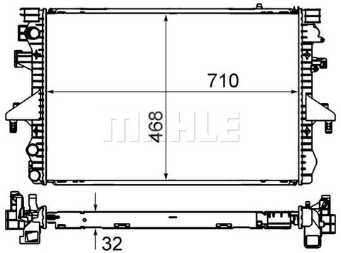 RADIATOR FITS VOLKSWAGEN TRANSPORTER (7H0121253K) - MAHLE/BEHR