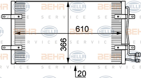 BEHR CONDENSER Fits VW LT 28-46 2.5L TDI 99-06 8FC 351 300-201